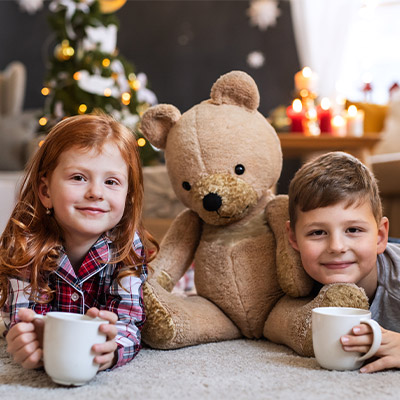kids on carpet during the holidays