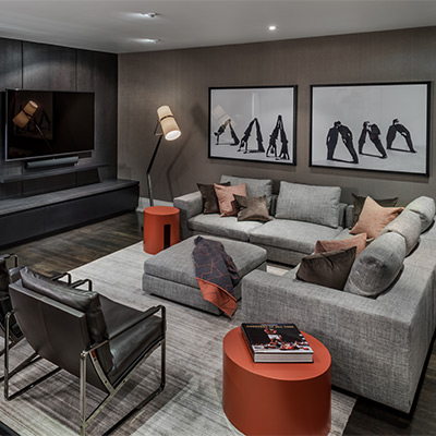 Basement living room interior design by Laura Hay Photography by Gillian Jackson