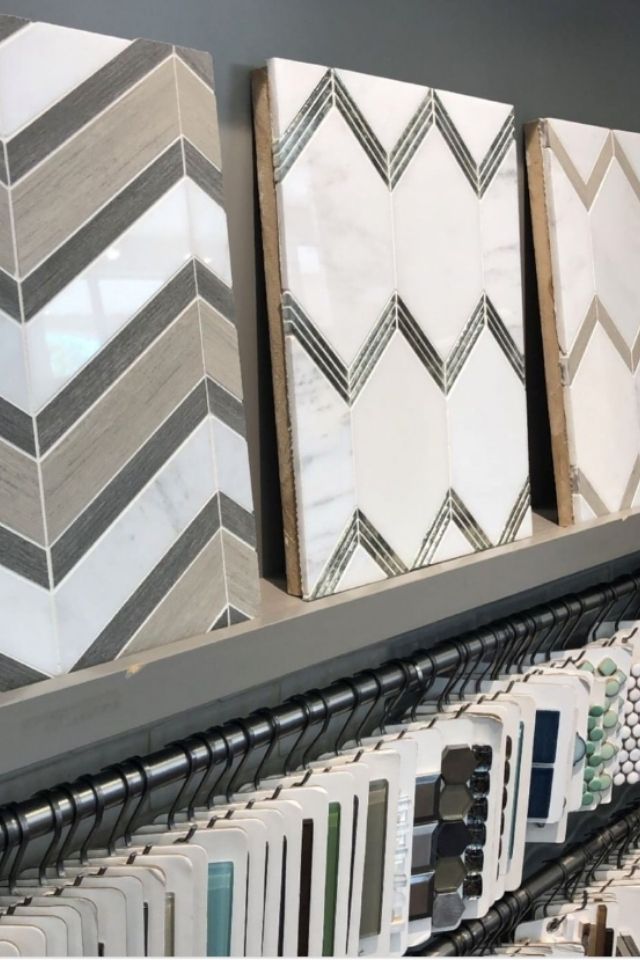 Gray and white tile for powder room update