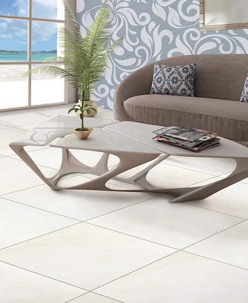 tile flooring with coffee table
